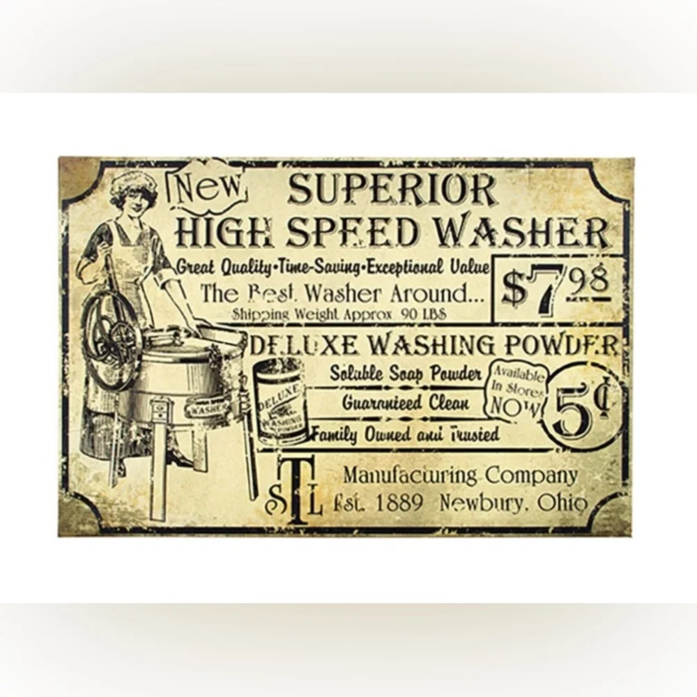 Vintage Reproduction Washing Machine Ad Canvas Print Sign Decor Picture